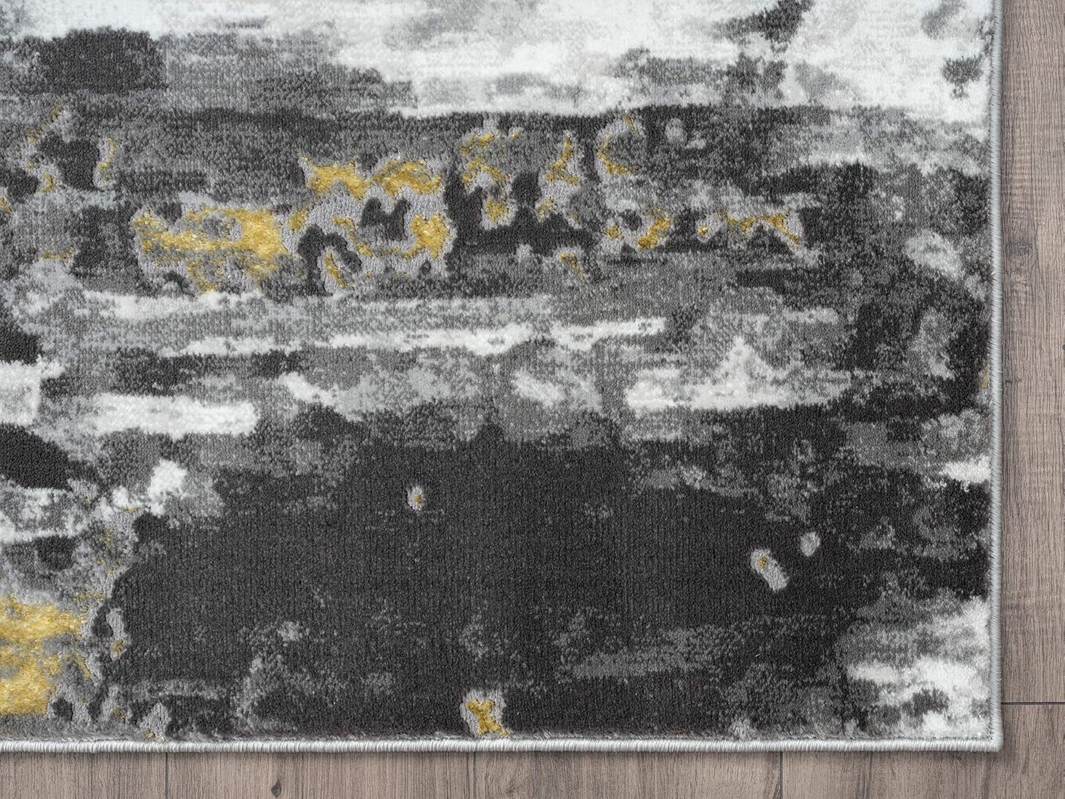 Abani Alfombra abstracta envejecida, contemporánea, moderna, dorada y gris,...