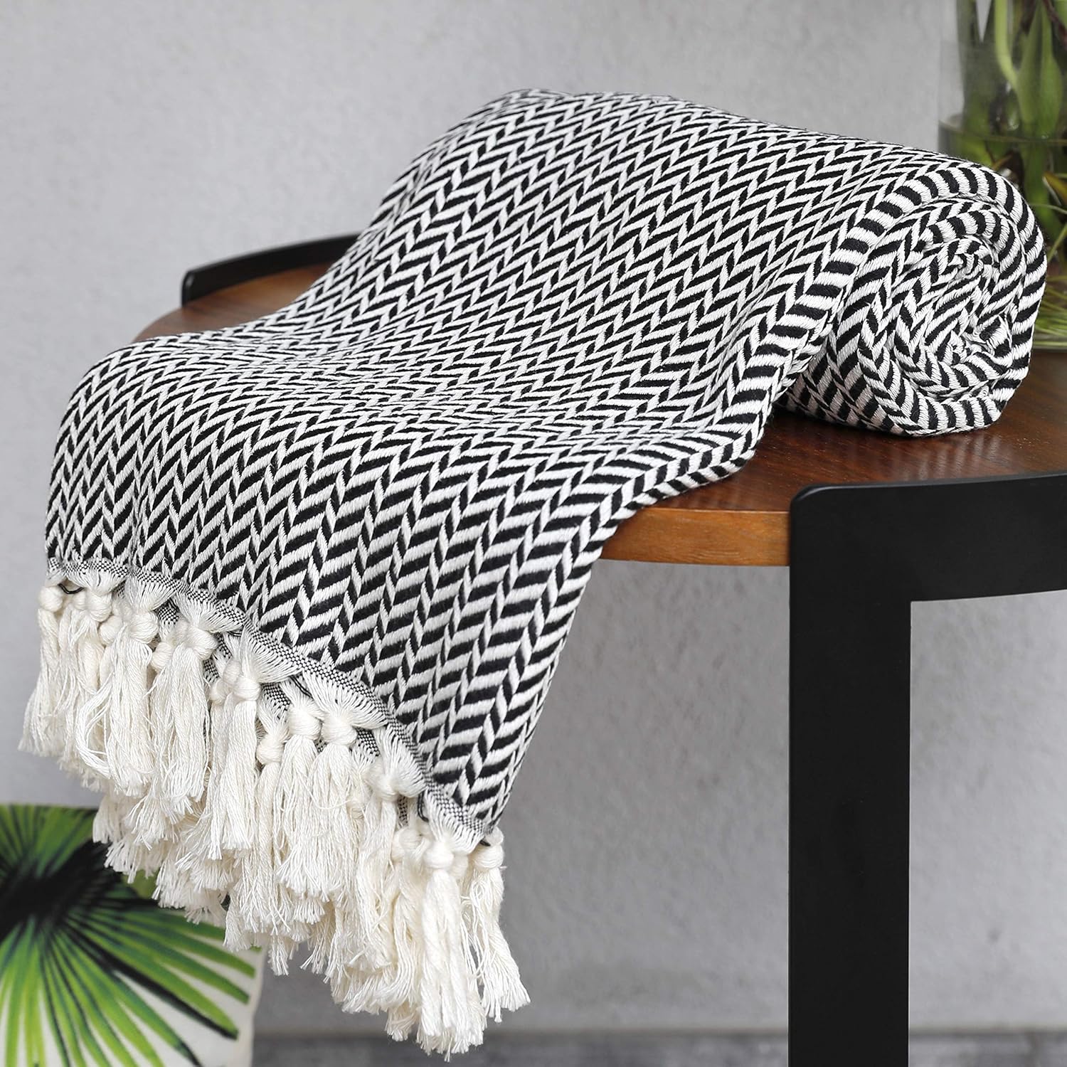 Peshtemania Manta bohemia de algodón prémium de 50 x 60 pulgadas, color blanco...