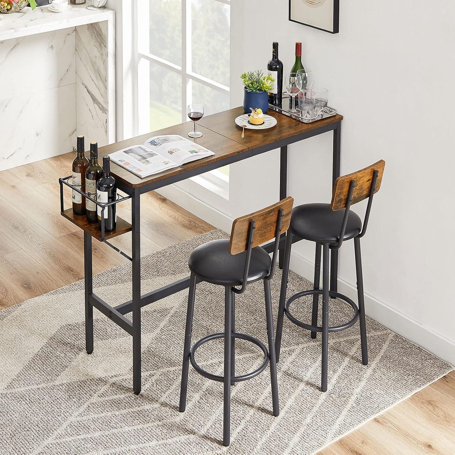 GNIXUU Juego de mesa y silla de bar para 2, juego de comedor de 3 piezas de