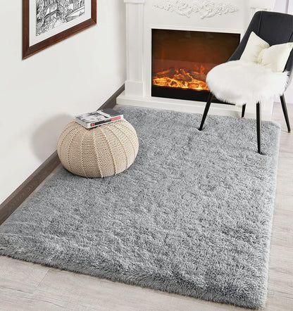 Alfombra de área gris para dormitorio, sala de estar, decoración del hogar, 6 x