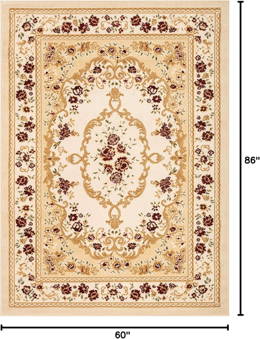 Well Woven Alfombra floral francesa Aubusson estilo marfil de 5 x 7 pulgadas (5...