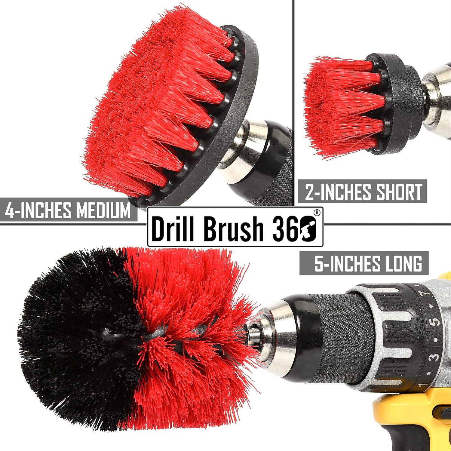 DRILL BRUSH 360 Juego de 3 accesorios originales, cepillos limpiadores para