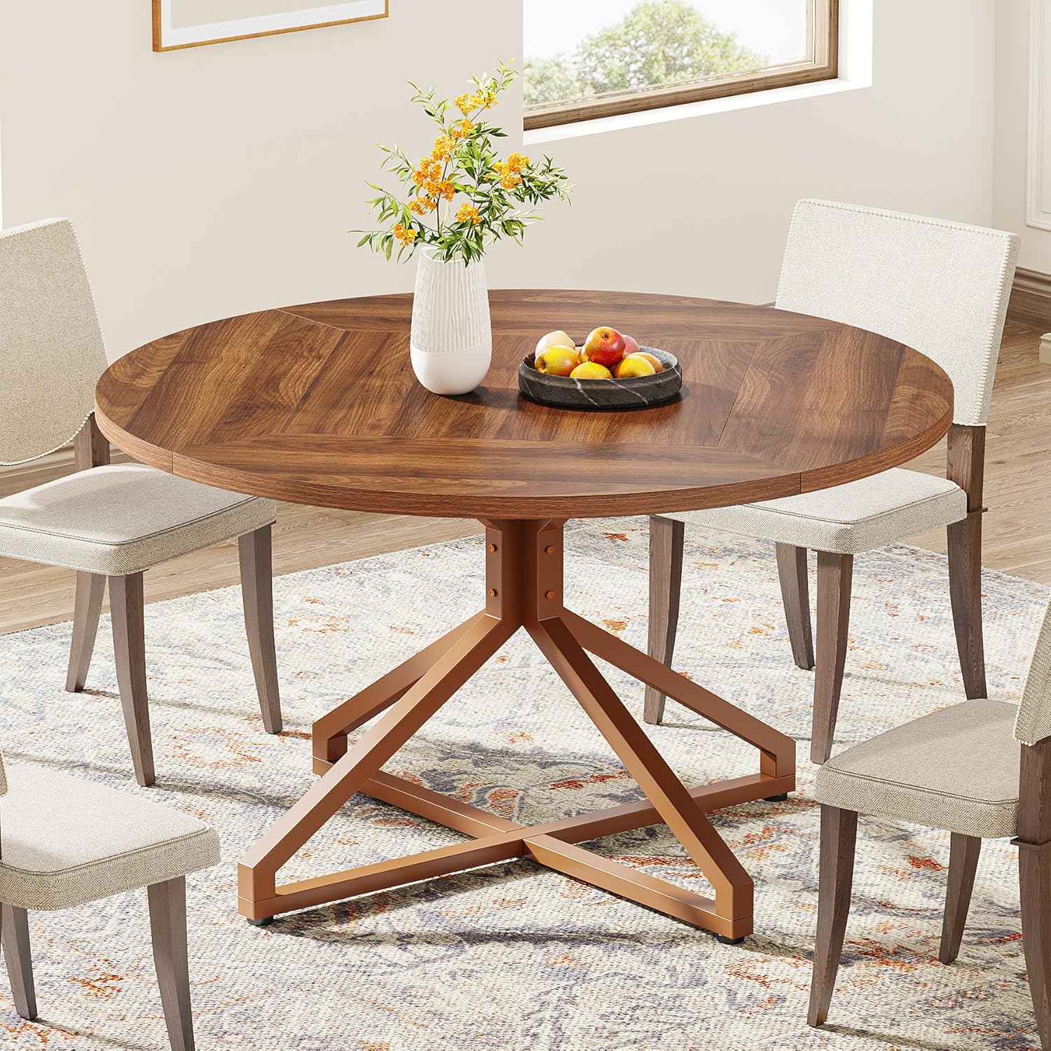 Tribesigns Mesa de comedor redonda para 4-6 personas, mesa de cocina circular...
