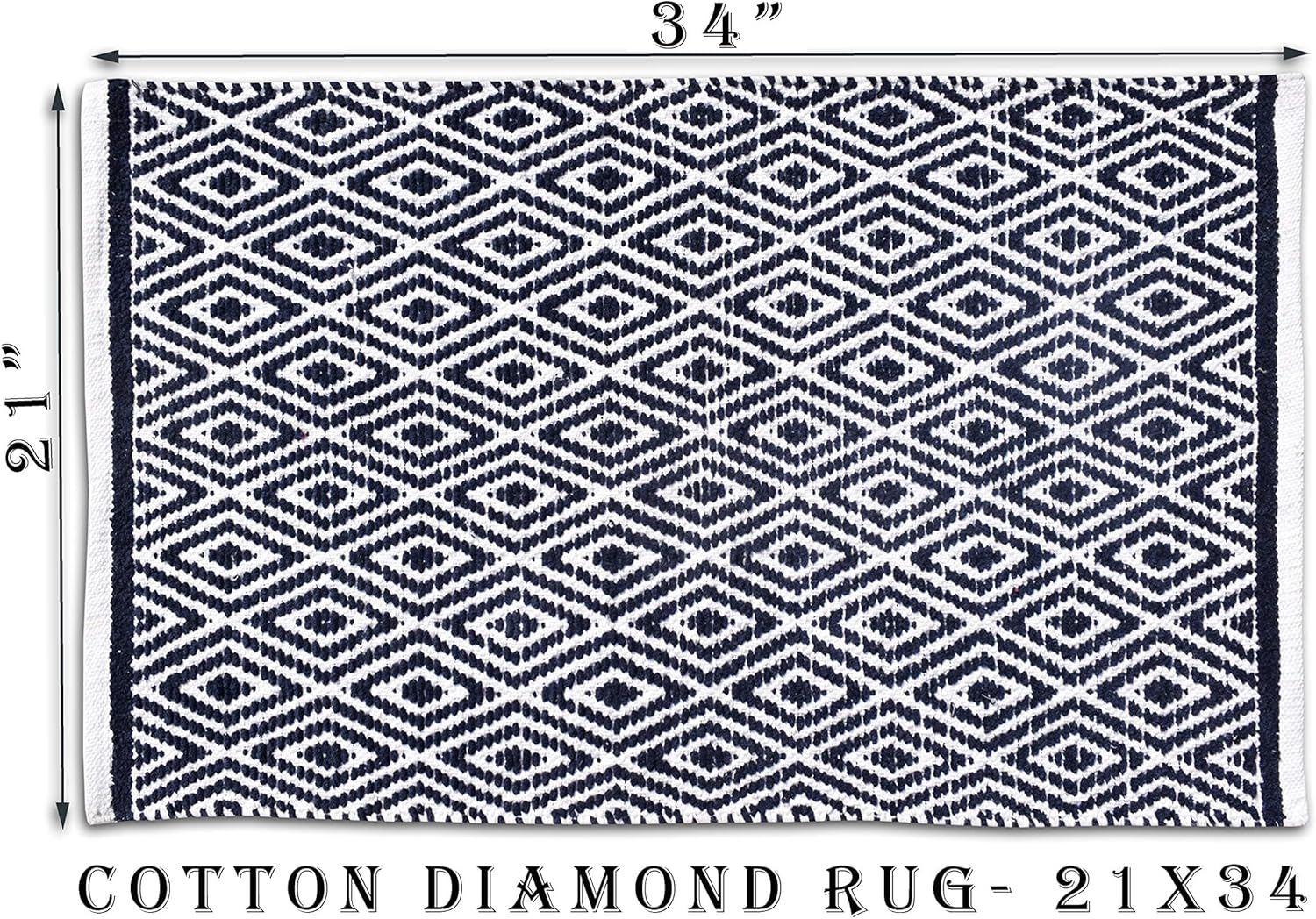 Ramanta Home Alfombra 100% algodón con diamantes de 21 x 34 pulgadas, tejida a...