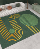 Alfombra de área a rayas doradas, 4 x 5 pies, medieval verde esmeralda,...