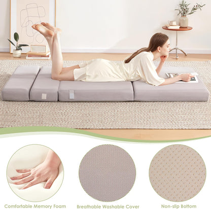 Colchón plegable de 4 pulgadas, sofá cama plegable para adultos, campamento,