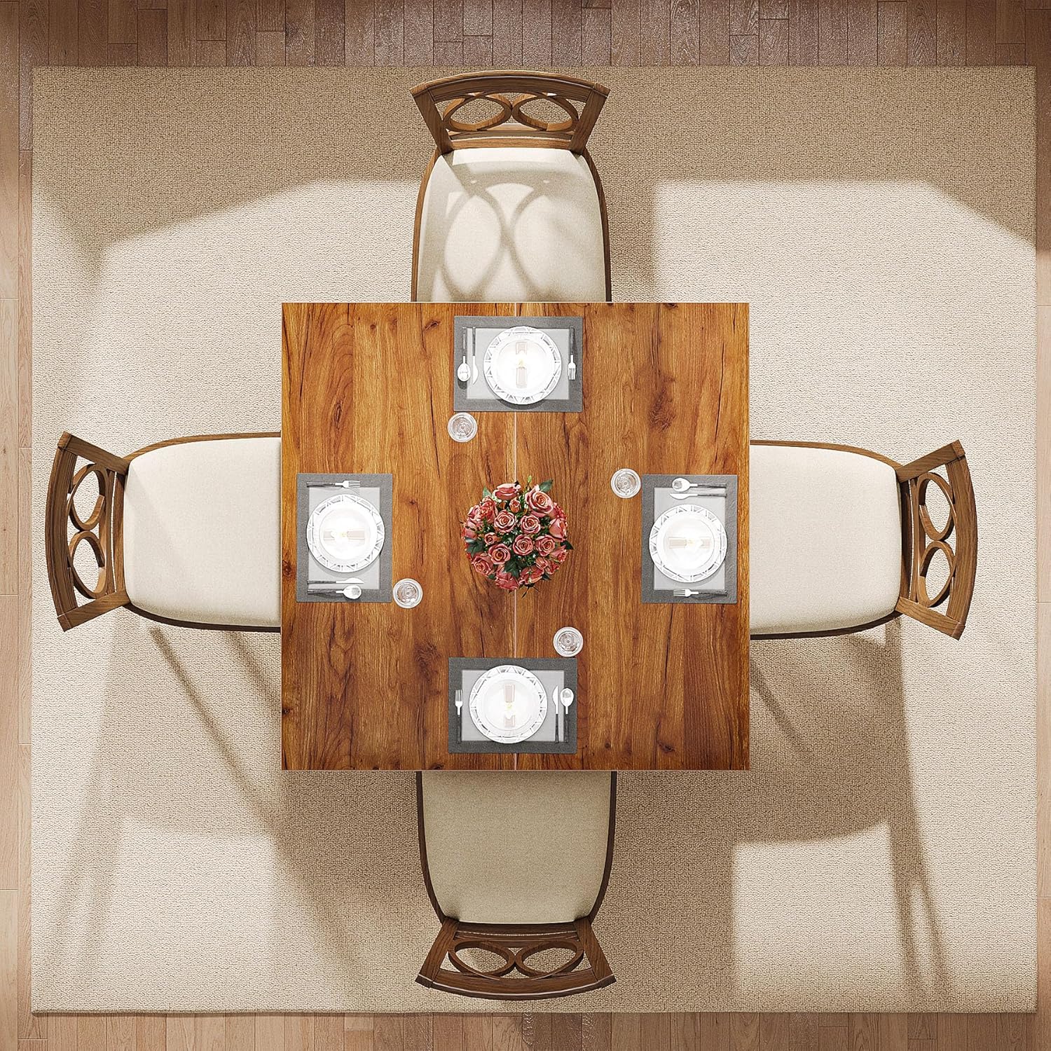 Tribesigns Mesa de comedor de madera, mesa de cocina de granja para comedor,...