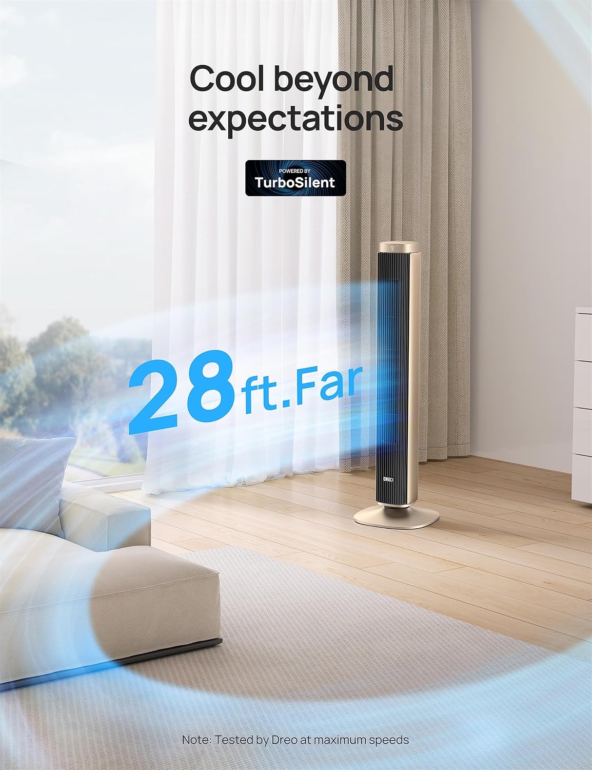 Dreo Ventilador de torre para dormitorio, ventilador inteligente sin aspas de...