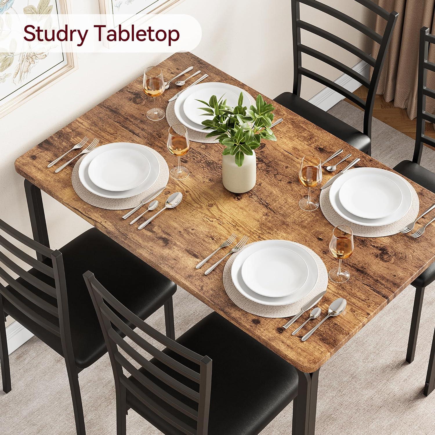 IDEALHOUSE Juego de mesa de comedor para 4, mesa de cocina y sillas para 4,