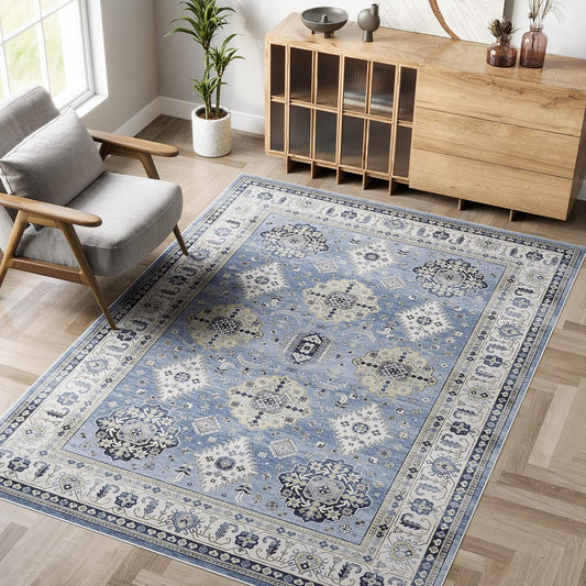 Alfombra vintage lavable de 3 x 5 pulgadas, alfombra de entrada bohemia para