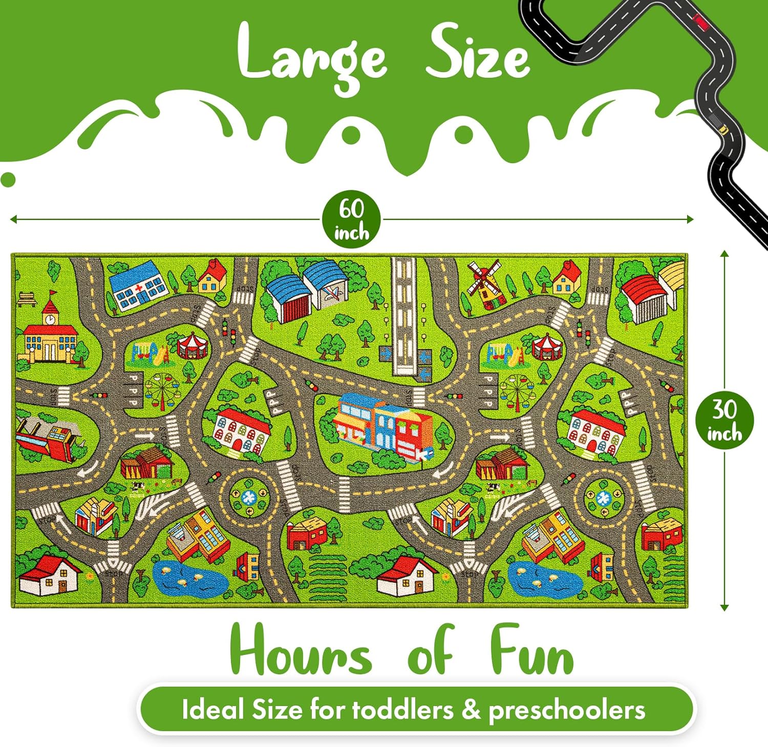 Alfombra de juegos 3D City Life para niños, tapete de actividades extra grande...