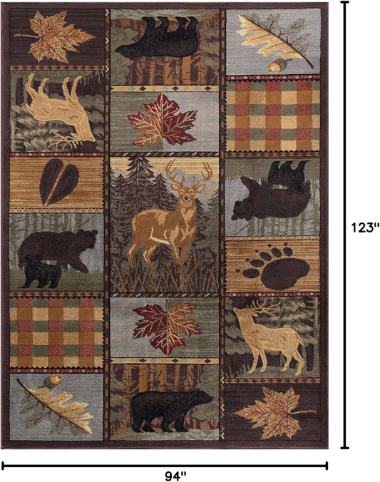 Tayse Colorblock Wildlife - Alfombras de área multicolor de 8 x 10 pies para...