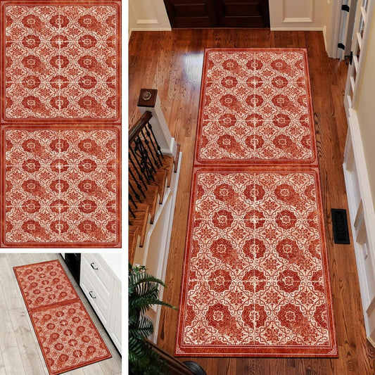 Alfombra de pasillo para cocina, pasillo, color rojo, antideslizante, 1 pies 3