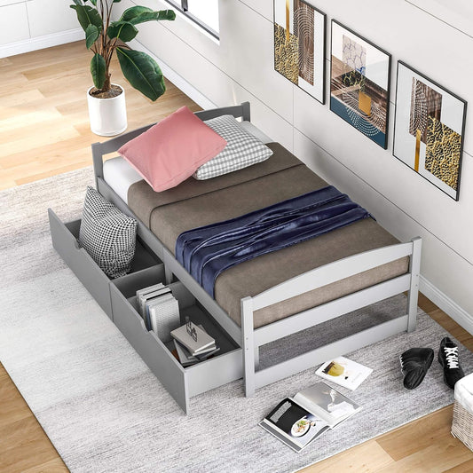 SOFTSEA Sofá cama individual con cajones de almacenamiento, base de colchón,...