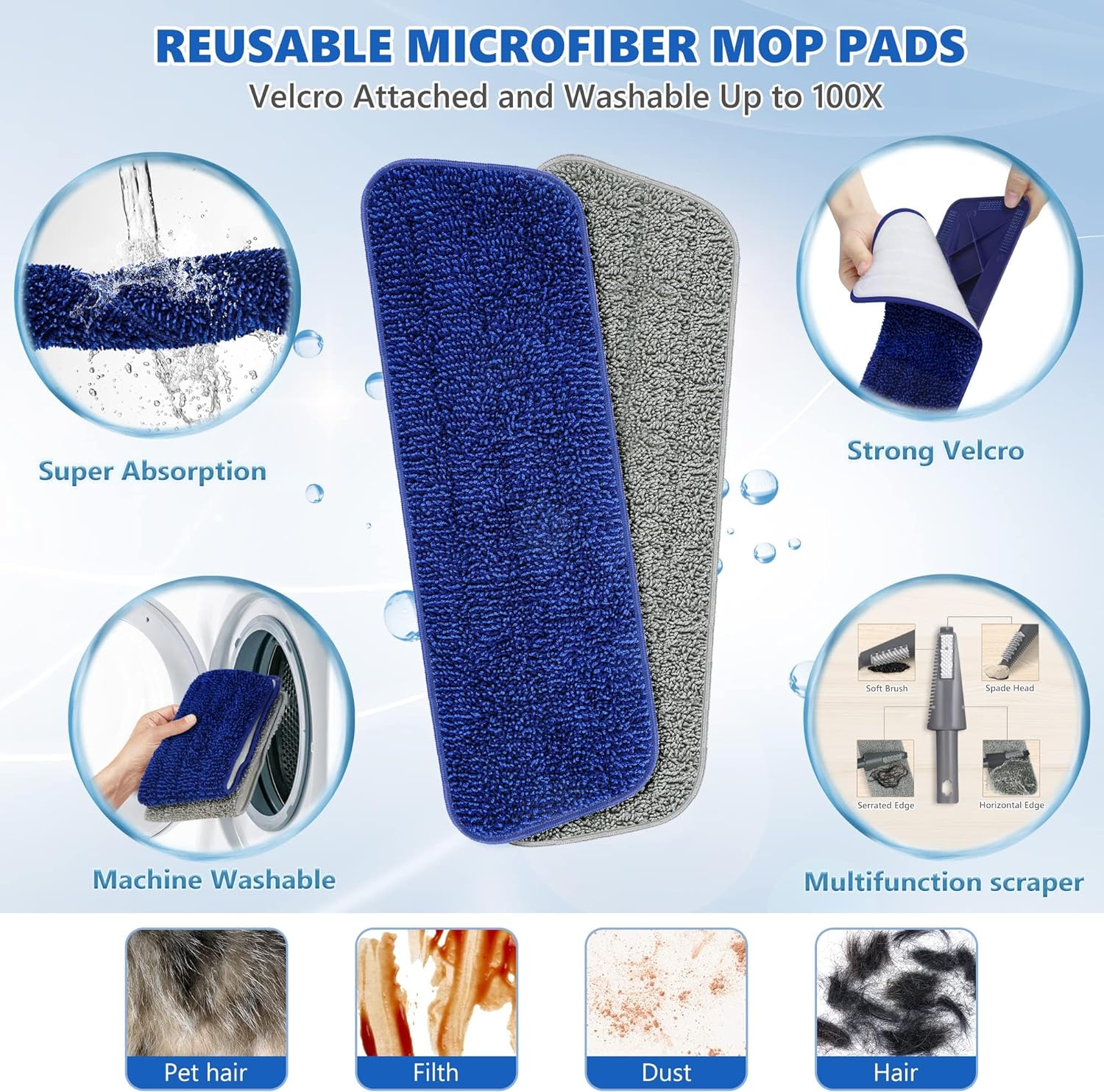 Trapeador de microfibra para limpieza de suelos, mopa plana húmeda y seca para