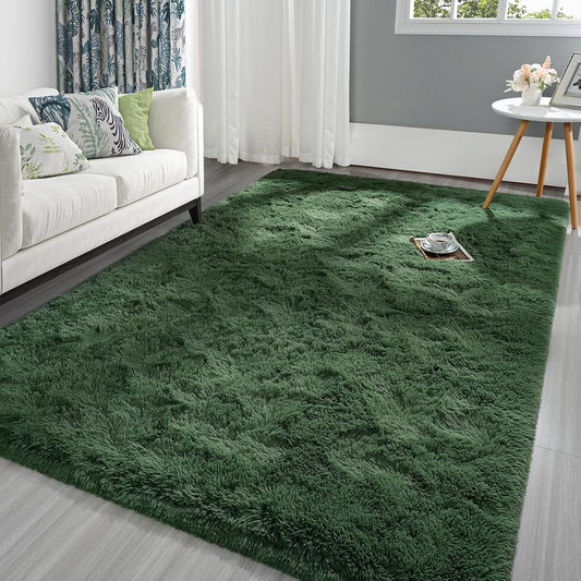 Pettop Alfombra rectangular de 4 x 6 pies, de color verde oscuro, esponjosa y...