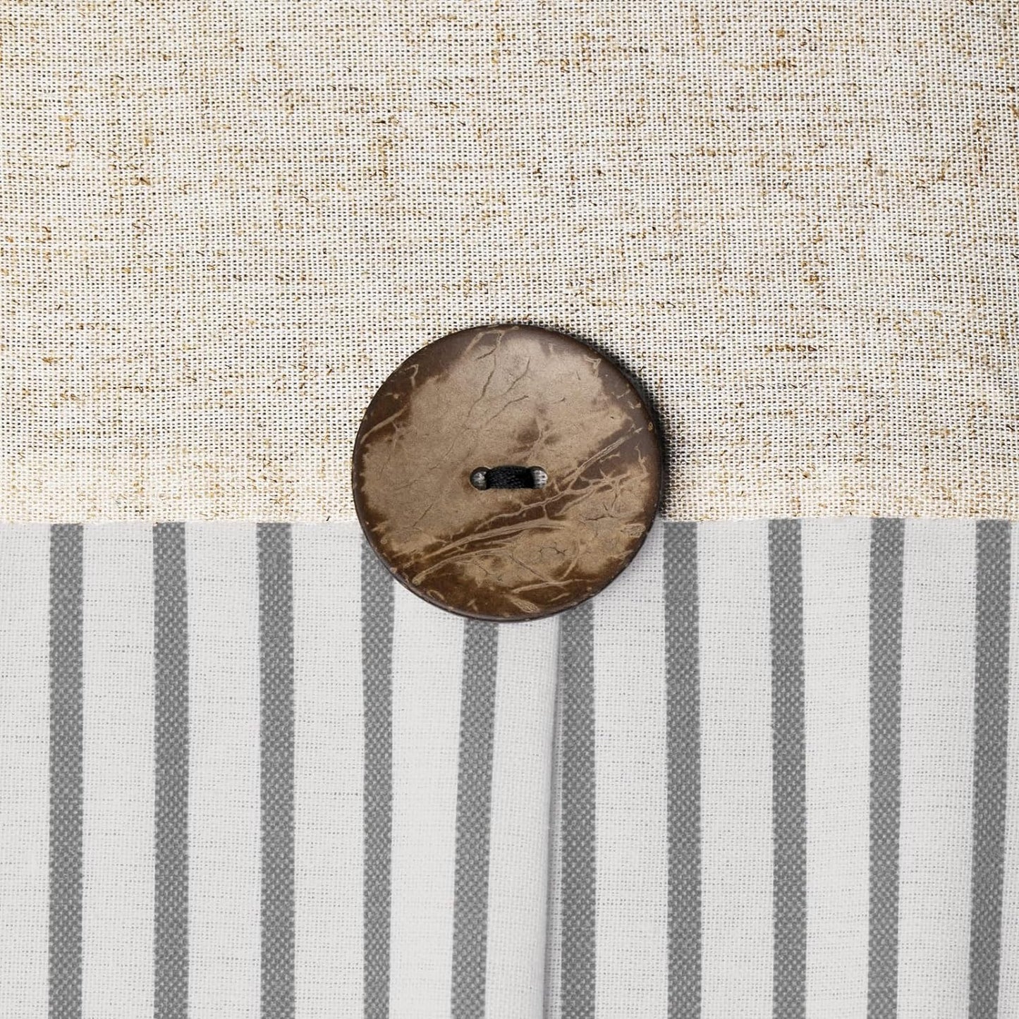 Awellife Cortina de ducha para baño, tela tejida de algodón y lino a rayas
