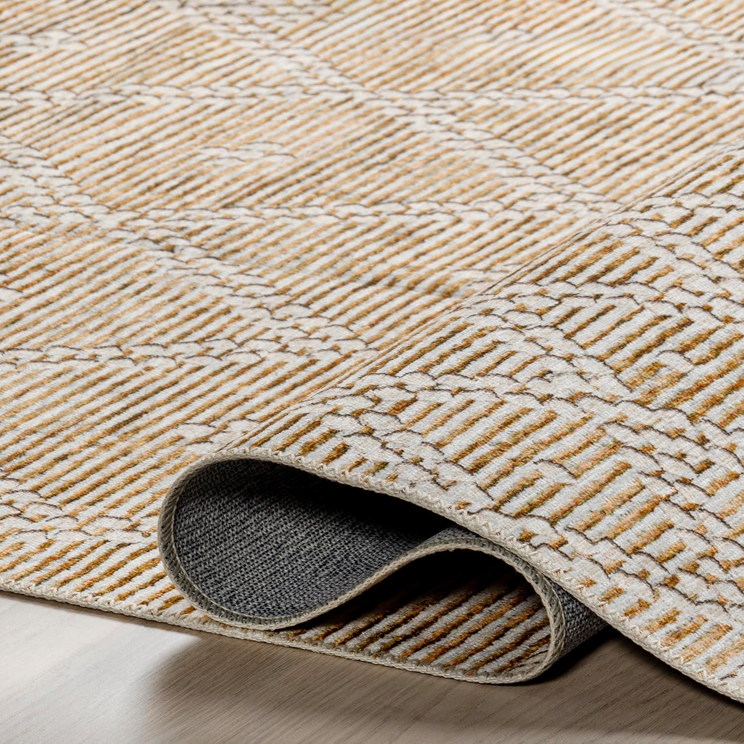 Úna Lattice Alfombra lavable a máquina, resistente a las manchas, 8 x 10 pies,