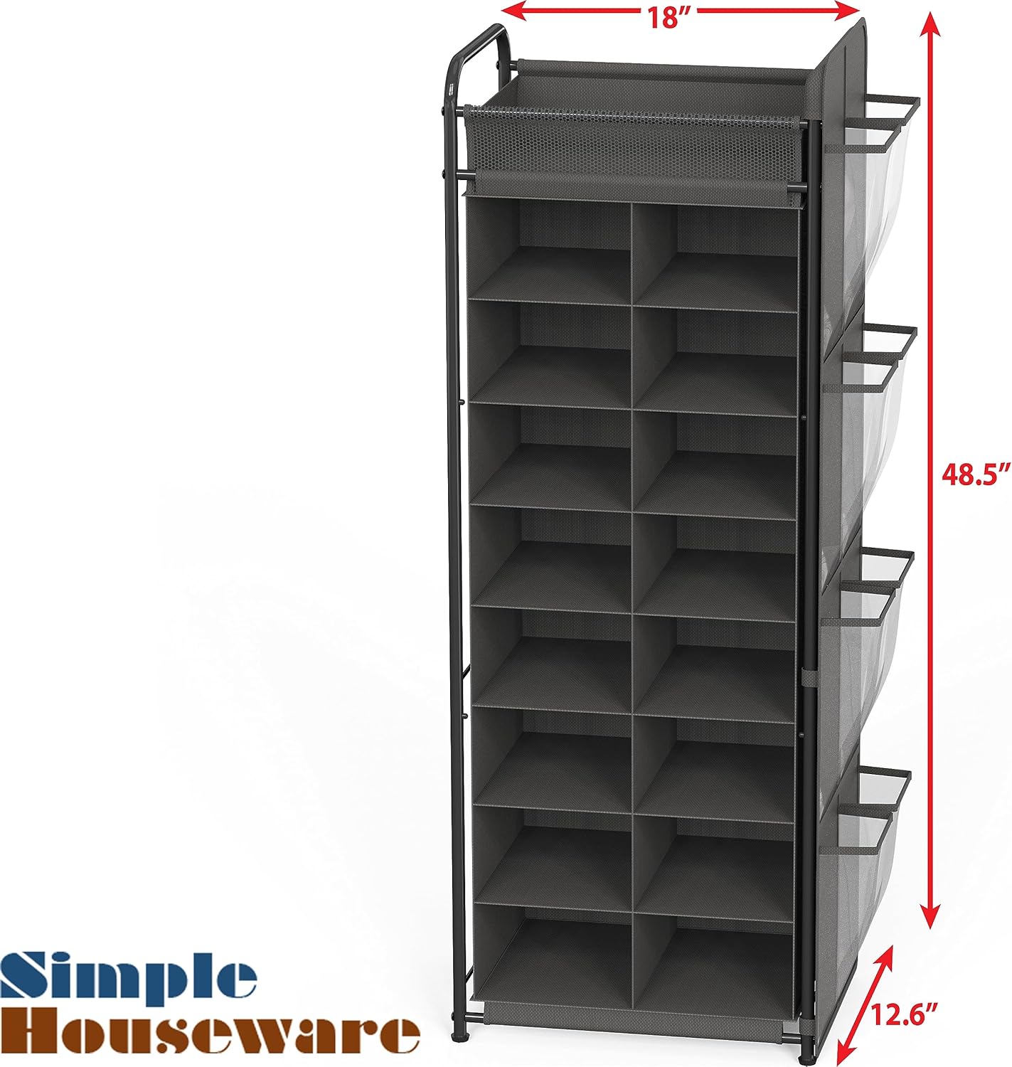 Simple Houseware Soporte para zapatos con bolsillos laterales para colgar ...