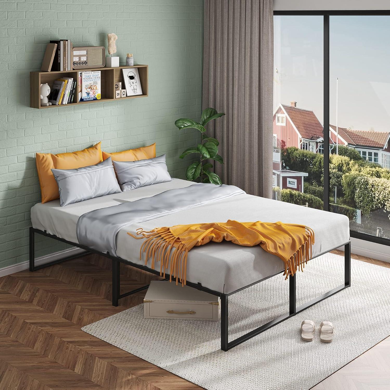 Base de cama de tamaño matrimonial, base de cama duradera de 14 pulgadas, no