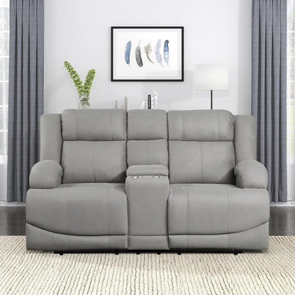 Lexicon Landwood - Sofá biplaza reclinable doble manual, color gris