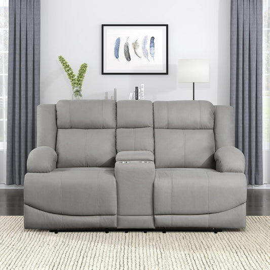 Lexicon Landwood - Sofá biplaza reclinable doble manual, color gris