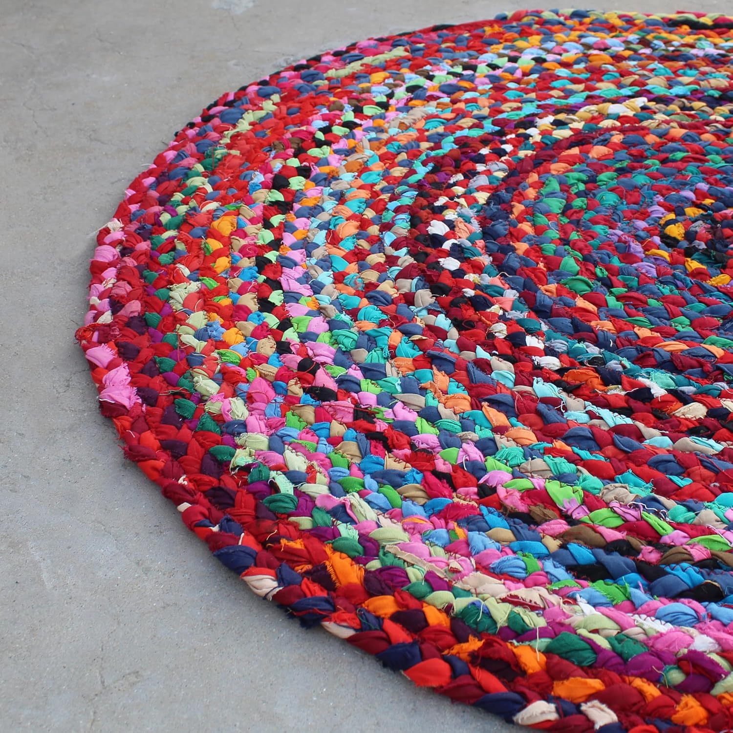 Alfombra de tela de algodón multicolor, almohadilla tejida a mano, alfombra de...