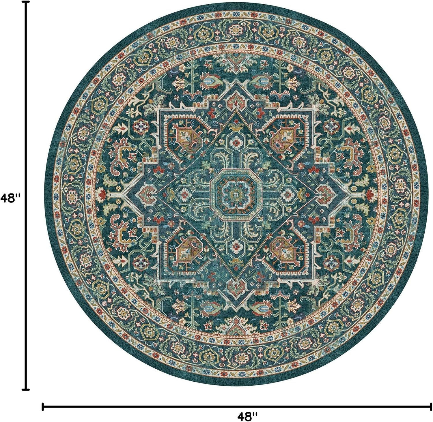 Floralux Alfombra redonda de 4 pies, alfombra circular lavable antideslizante,...