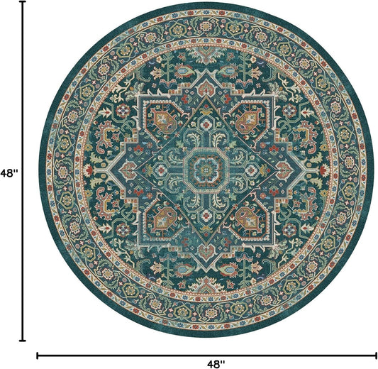 Floralux Alfombra redonda de 4 pies, alfombra circular lavable antideslizante,...