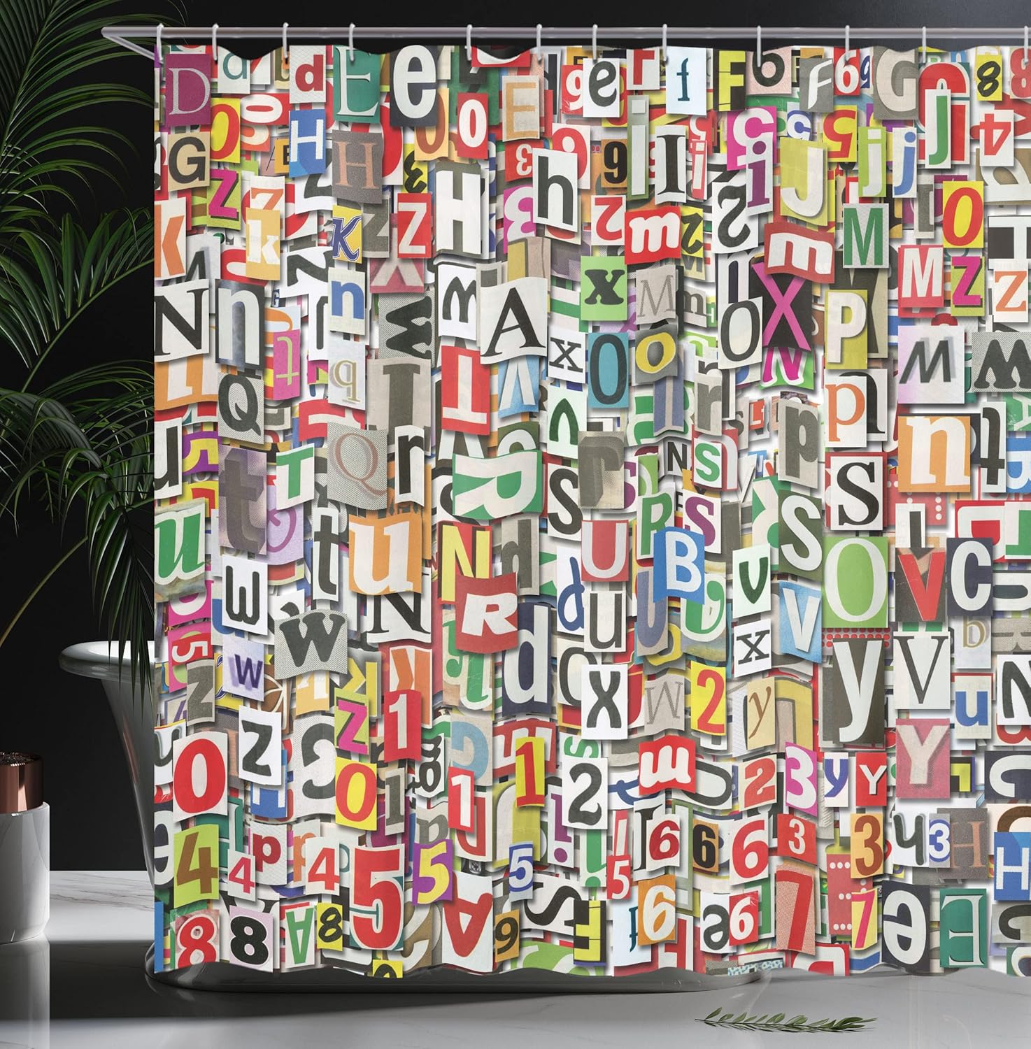 Ambesonne Decor Collection, juego de cortina con ganchos para regadera