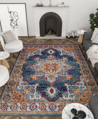 Mila - Alfombra azul de 3 x 5 pies, alfombra de área para sala de estar,...