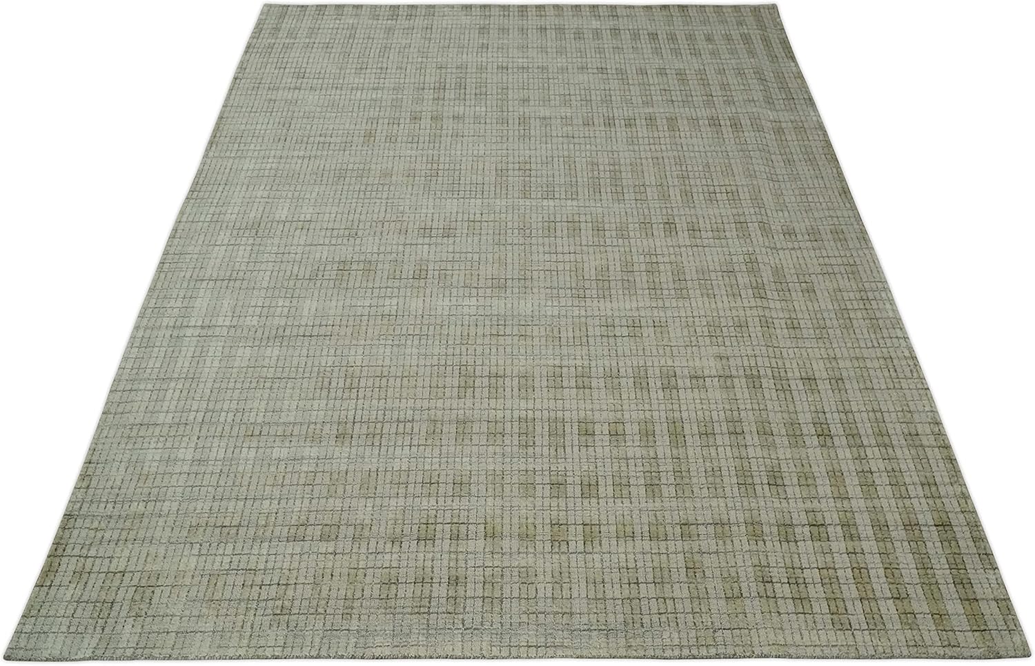 Alfombra de área tejida plana de lana mezclada a mano escandinava a cuadros,