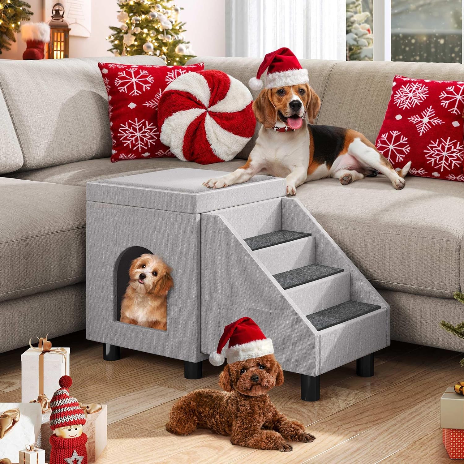 DWVO Escaleras plegables para perros pequeños, ventana de gato con escaleras,...