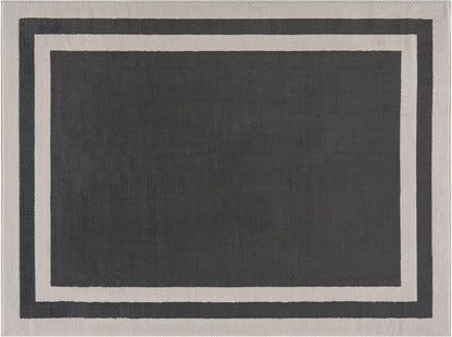 Alfombra gris oscuro de 2 x 3 pies, diseño de bordes para entrada, alfombras de