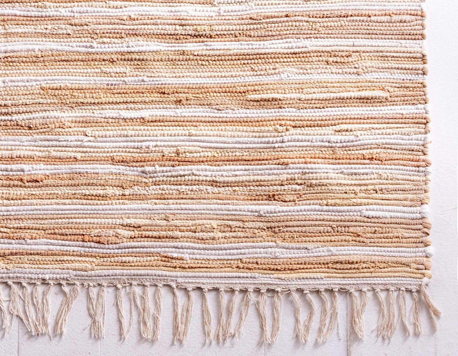 Chindi Cotton Collection Alfombra suave tejida a mano de fibra natural a rayas,
