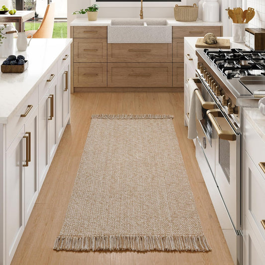 Alfombra lavable de 3 x 5 pies, alfombra de cocina tejida moderna, color