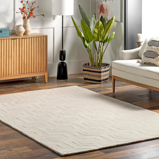 Alfombra tejida a mano Ambrose, 6x9, marfil