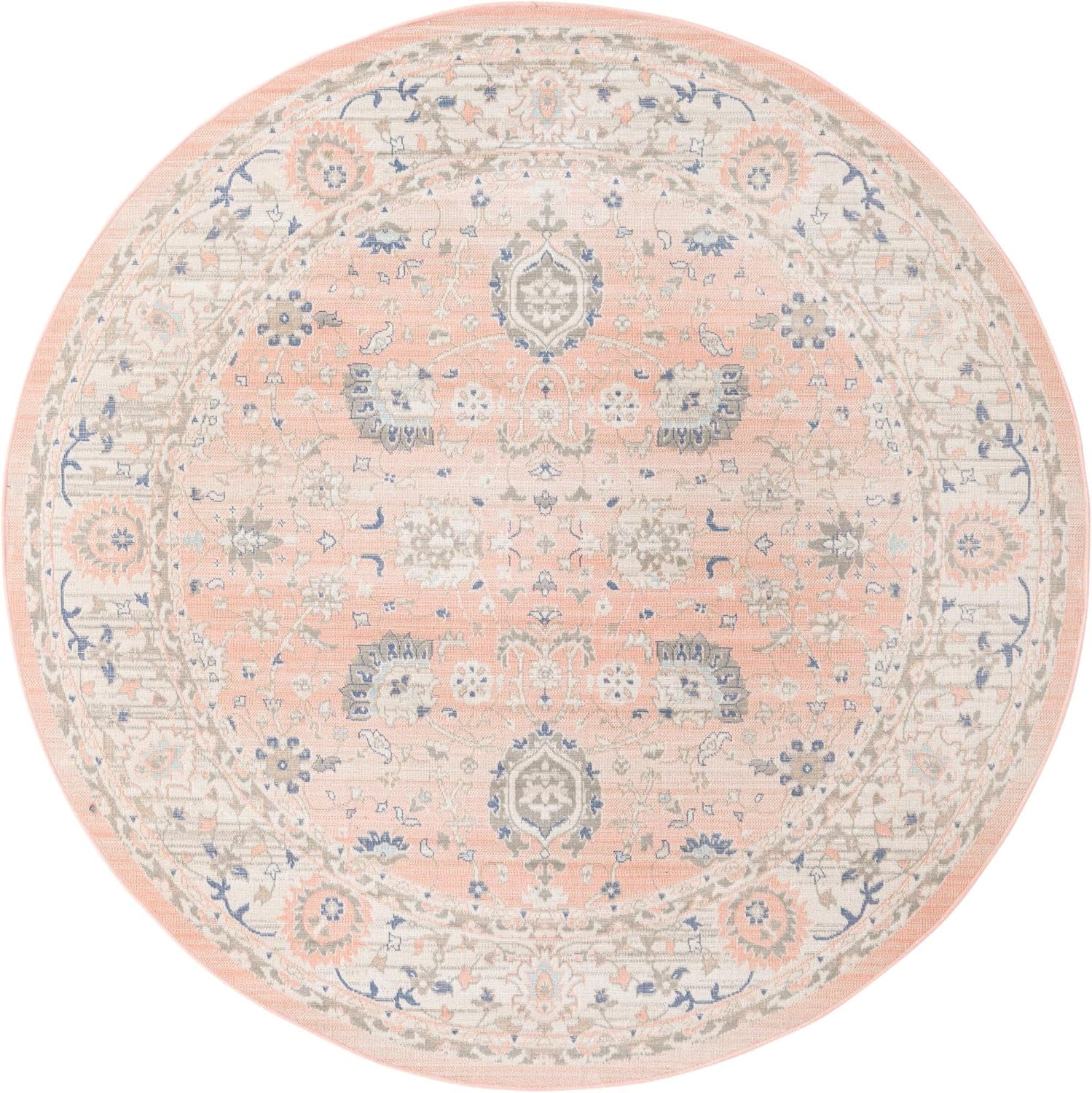 Unique Loom Whitney Collection - Alfombra tradicional con borde (7 pies x 7...