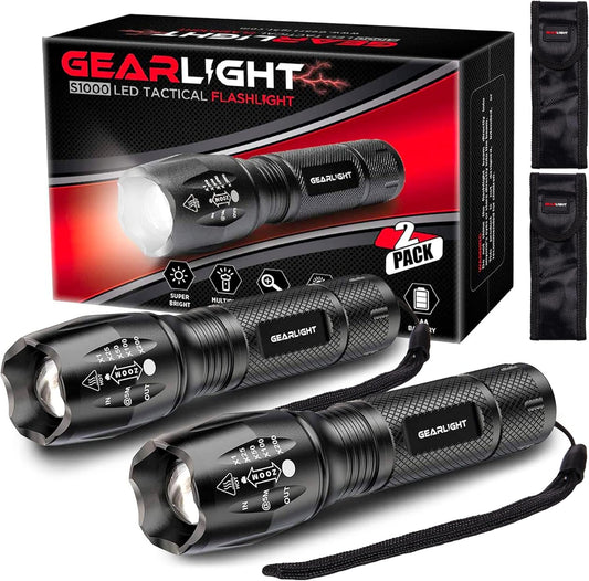 Linterna de mano LED táctica GearLight S1000, 2 unidades, alto lúmen, capacidad...