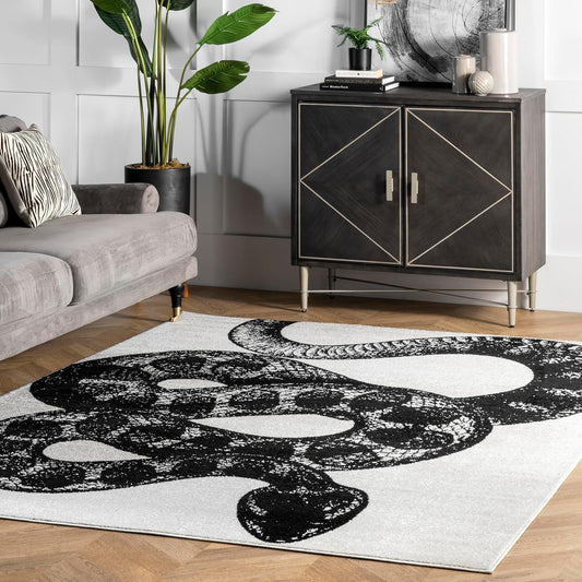 nuLOOM Thomas Paul Serpent - Alfombra de área de 4 x 6 pies, color negro y...