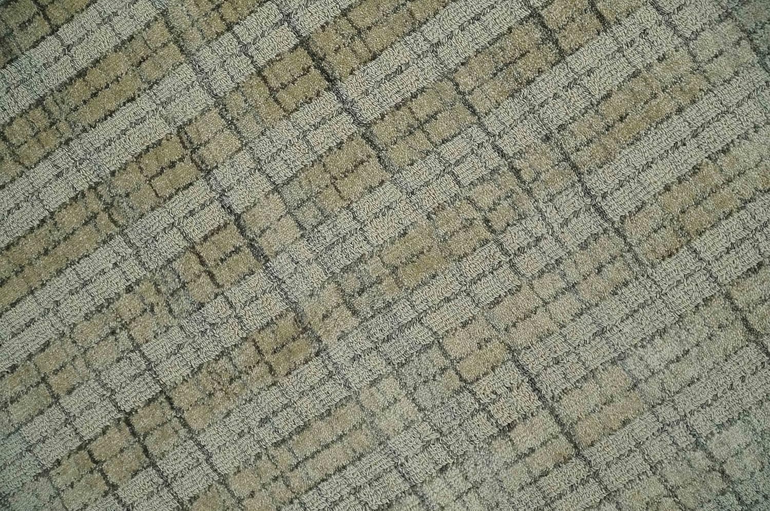 Alfombra de área tejida plana de lana mezclada a mano escandinava a cuadros,