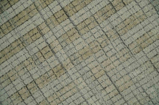 Alfombra de área tejida plana de lana mezclada a mano escandinava a cuadros,
