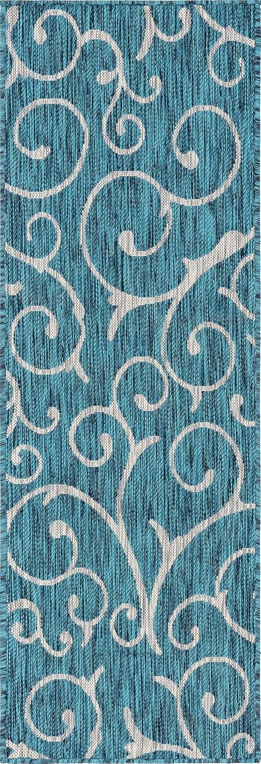 Unique Loom Outdoor Botanical Collection - Alfombra rizada, 2 pies x 6 pies 1...