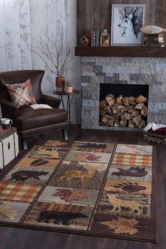 Tayse Colorblock Wildlife - Alfombras de área multicolor de 8 x 10 pies para...