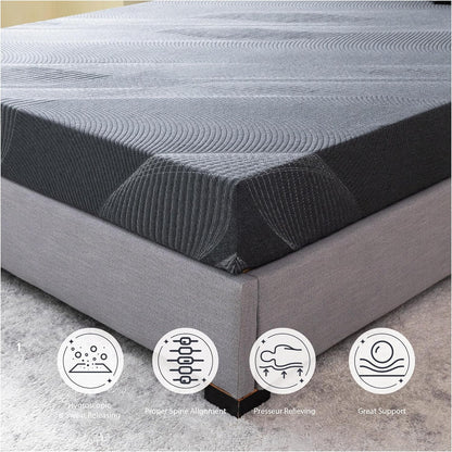 Colchón individual XL de espuma viscoelástica de carbón de 8 pulgadas en una