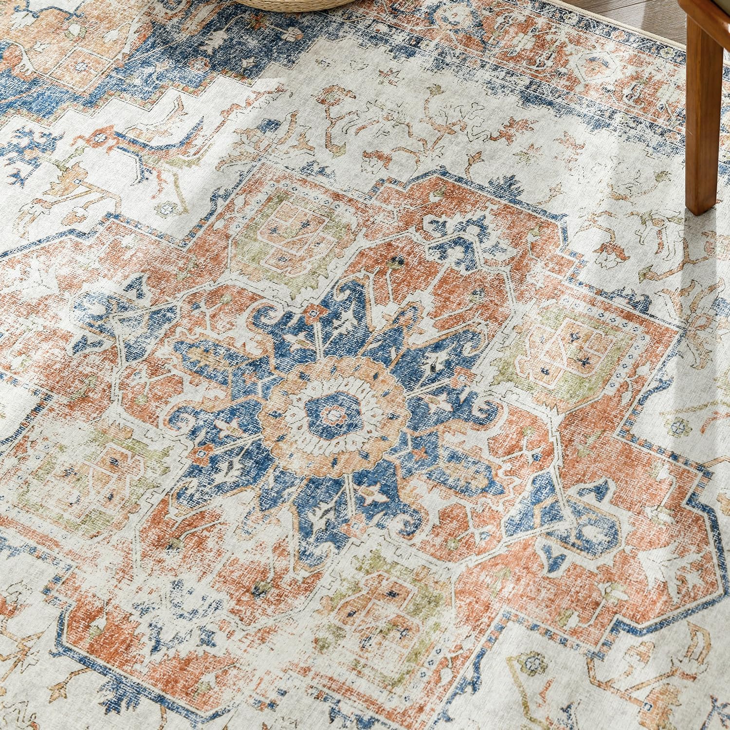 jinchan - Alfombra persa para interiores, con estampado, color naranja,...