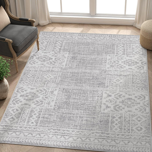 jinchan Alfombra de área ultrafina lavable de 4 x 6, alfombra vintage para sala...