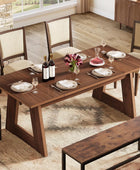 Mesa de comedor para 4-6 personas, mesa de cocina rectangular de madera de 63
