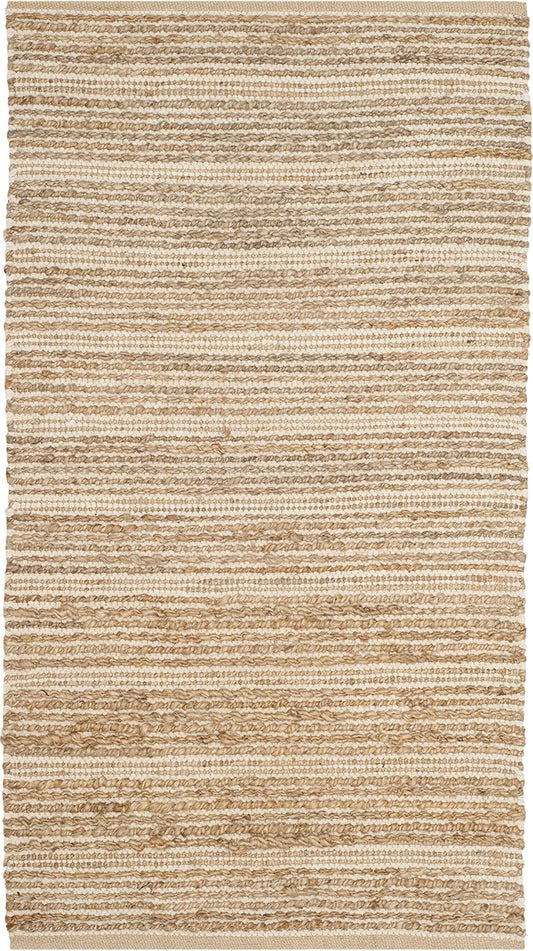 Cape Cod Collection Alfombra decorativa, 3 x 5 pies, natural y marfil, yute de