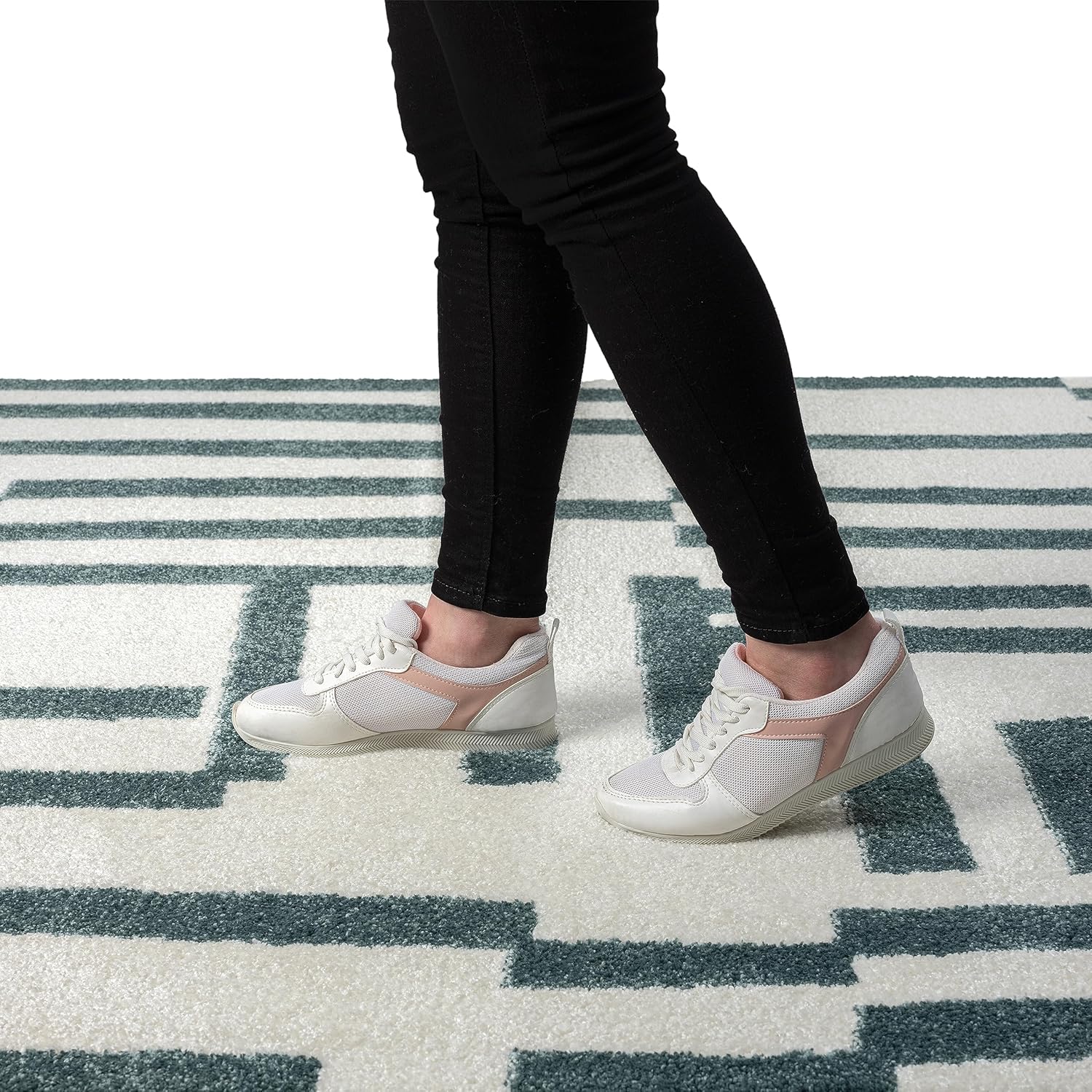 Abani Deco Collection - Alfombra de área, diseño de líneas modernas cremaverde,...